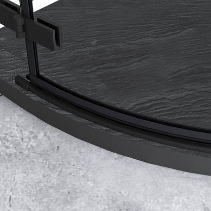 195cm Box Doccia Semicircolare Doppia Porta Battente Vetro 6mm Temperato Trasparente Easyclean, Barra Stabilizzatrice e Telai in Nero Opaco