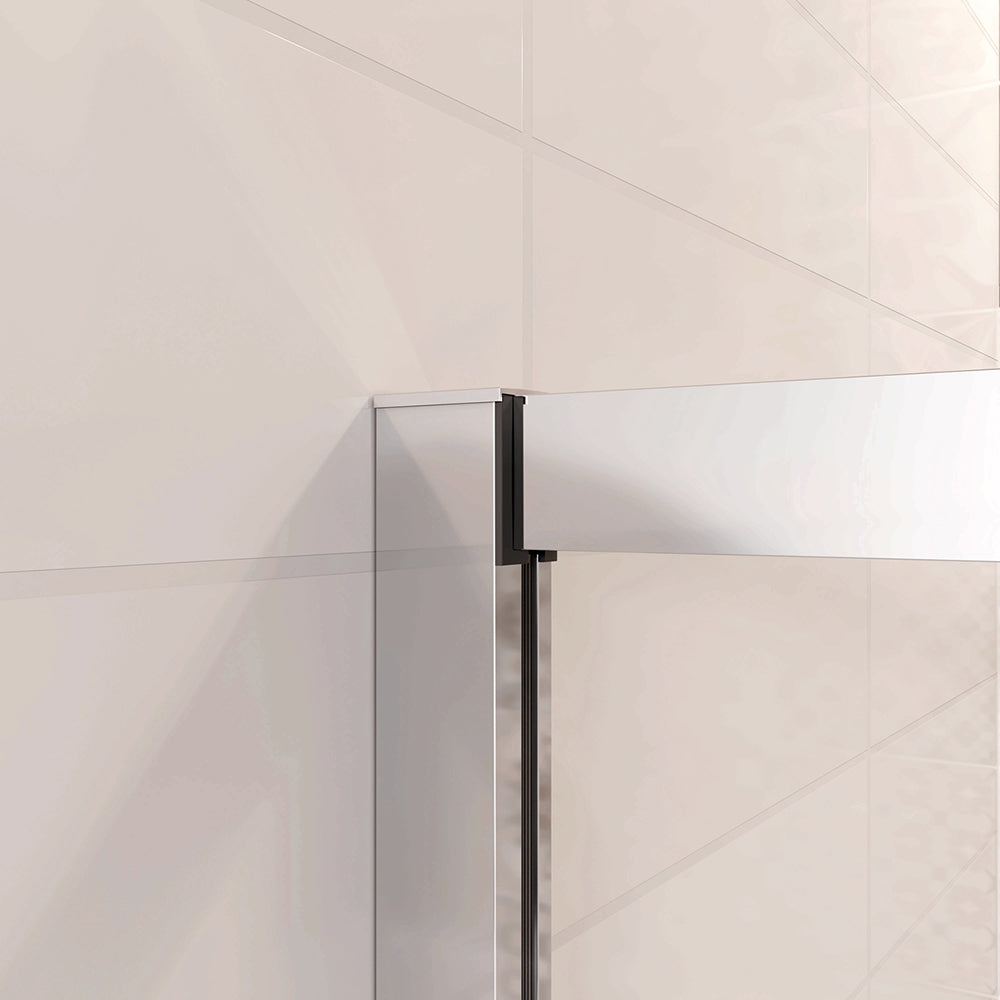 Aica 185 cm Box Doccia Angolare Porta Scorrevole con Parete Fissa Vetro Temperato 5 mm Trasparente Telaio Cromato Lucido
