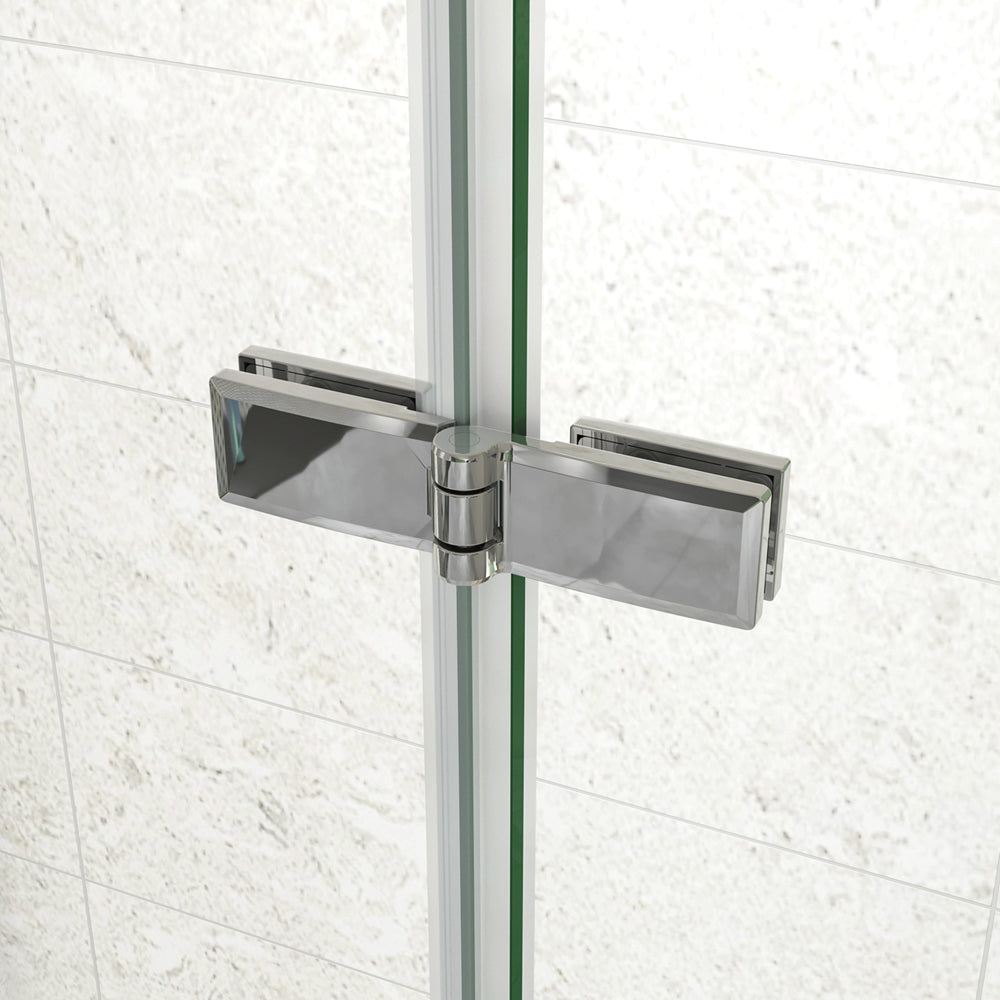 185cm Box Doccia a Tre Lati Porta Pieghevole a Libro Doppia Parete Fissa Vetro da 6mm Temperato Anticalcare Barra Stabilizzatrice 45cm Cromo Lucido