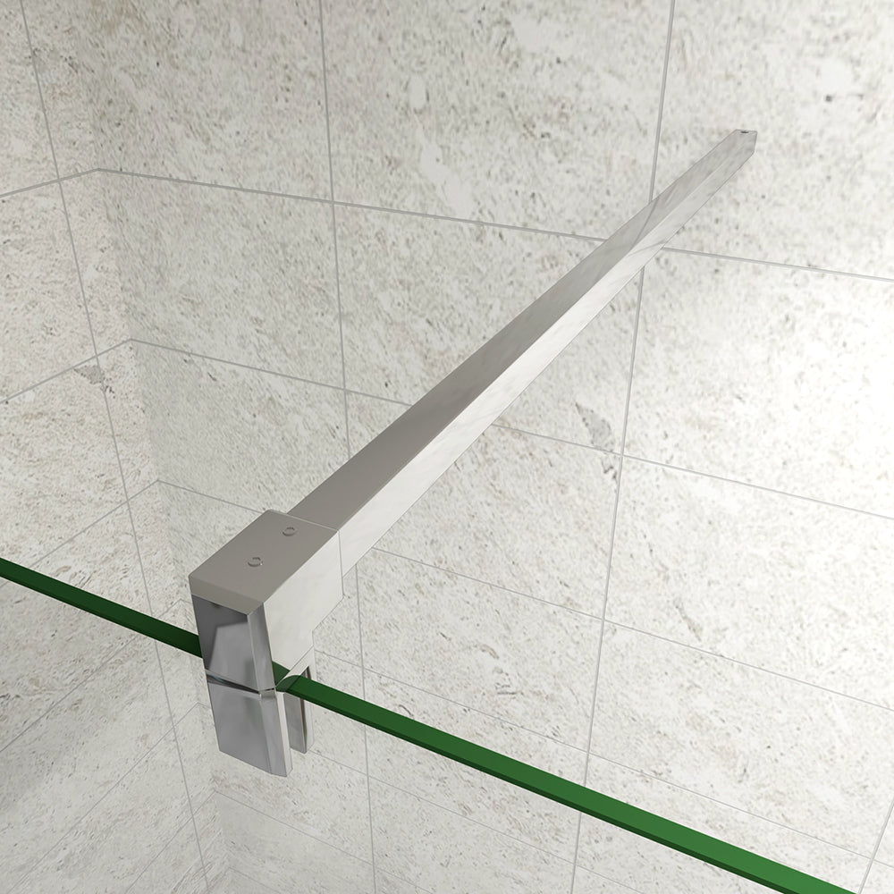 Walk In Parete Doccia 80-120cm Paretina Mobile 30/40cm Vetro Temperato 8mm Anticalcare 2 Ripiani Mensole Barra Stabilizzatrice 90cm tagliabile