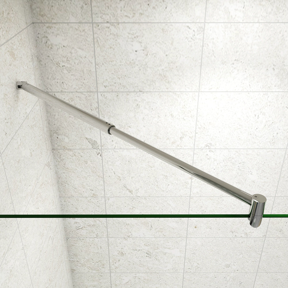 Box Doccia Walk In Parete Fissa 80-120cm Paretina Mobile 30/40 cm Vetro Temperato 8 mm Anticalcare 2 Ripiani Mensole Barra Stabilizzatrice 70-120cm
