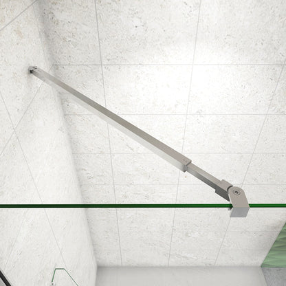Box Doccia Walk In Parete Fissa 80-120cm Paretina Mobile 30/40 cm Vetro Temperato 8 mm Anticalcare 2 Ripiani Mensole Barra Stabilizzatrice 73-120cm