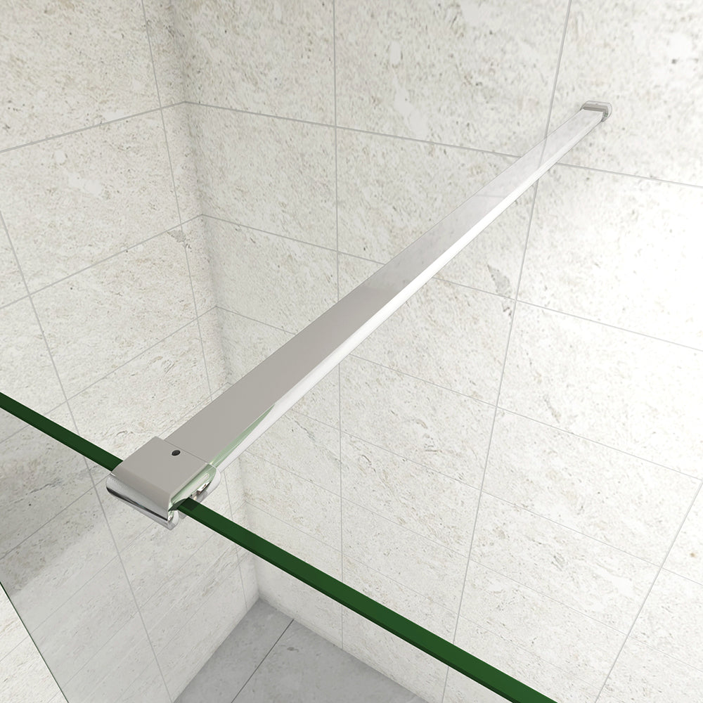 Walk In Parete Doccia 80-120cm Paretina Mobile 30/40cm Vetro Temperato 8mm Anticalcare 2 Ripiani Barra Stabilizzatrice da 140cm tagliabile