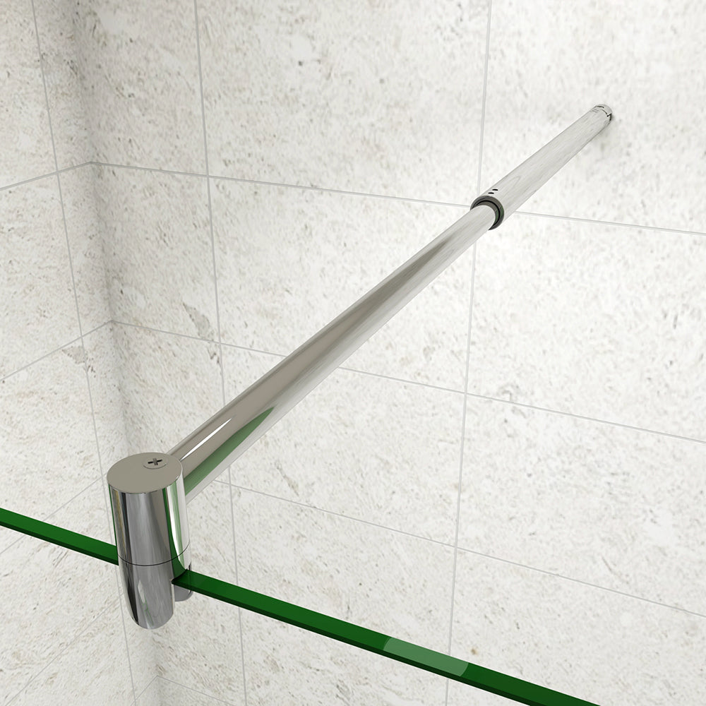 Box Doccia Walk In Parete Fissa 80-120cm Paretina Mobile 30/40 cm Vetro Temperato 8 mm Anticalcare 2 Ripiani Mensole Barra Stabilizzatrice 70-120cm
