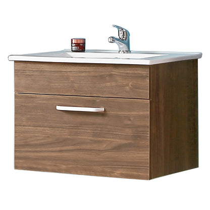 Aica Mobile Bagno 60 cm salvaspazi e sospeso , con lavabo in Ceramica e a cassetti 580*380*410m-1cassetti-marrone