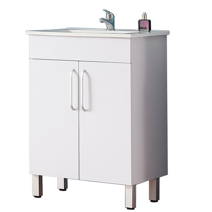 Aica salvaspazio Mobile Bagno 60 cm, con lavabo in Ceramica e 2 porte Bianca