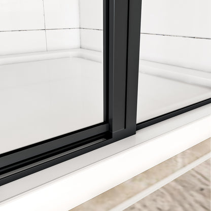 Aica 185 cm Box Doccia per Nicchia Porta Battente Verso Esterno in Vetro Temperato Trasparente Anticalcare 6 mm Profilo Nero Opaco