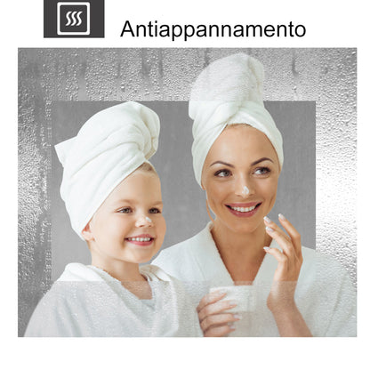 Specchio Per Trucco Da Parete A Parete Con Specchio A Led Per Il Bagno A Parete A Led Nuovo Pulsante,Bianco Freddo,Anti-Appannamento