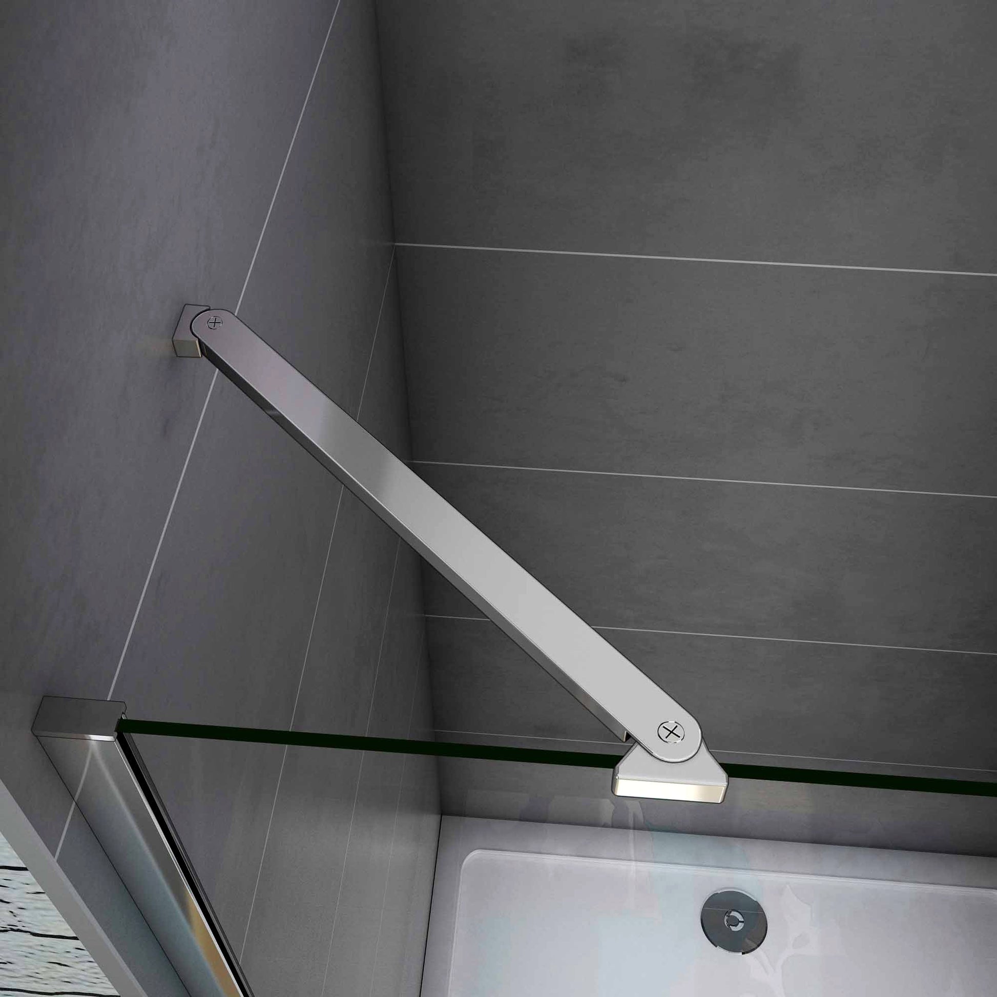 Aica 195 cm Box Doccia Angolare Doppie Porte Apertura Battente Vetro Temperato 6 mm Trasparente Anticalcare Con Barre Stabilizzatrici