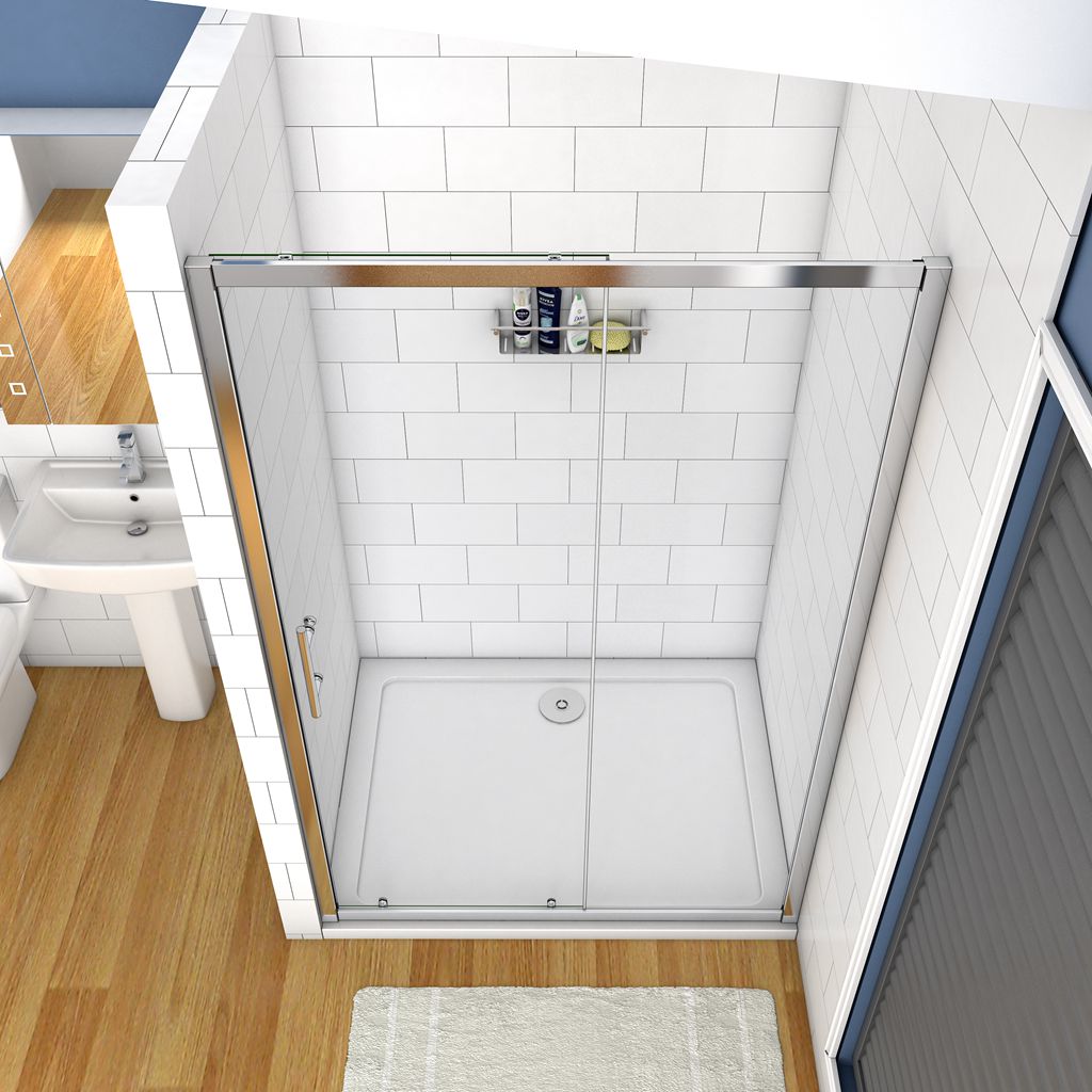 Aica Porta Doccia Per Nicchia Anta Scorrevole Ingresso Laterale In Vetro 5mm Temperato Trasparente 185cm