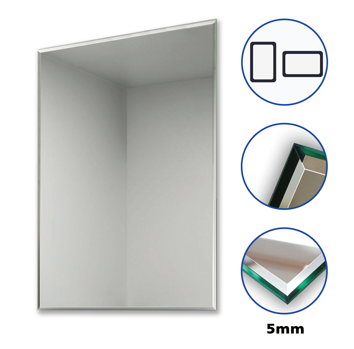 Aica Specchio da Bagno Specchio Cosmetico per Bagno Camera da Letto Specchio Singolo 5 mm Vetro Senza Rame