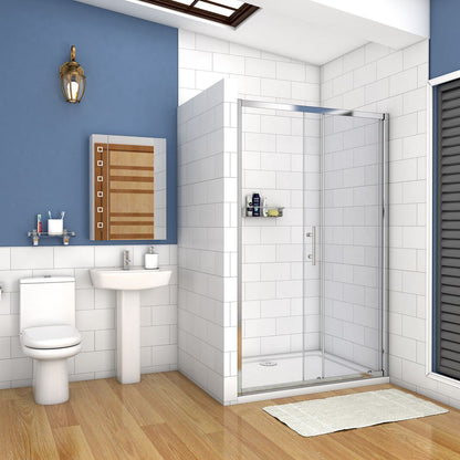 Aica Porta Doccia Per Nicchia Anta Scorrevole Ingresso Laterale In Vetro 5mm Temperato Trasparente 185cm