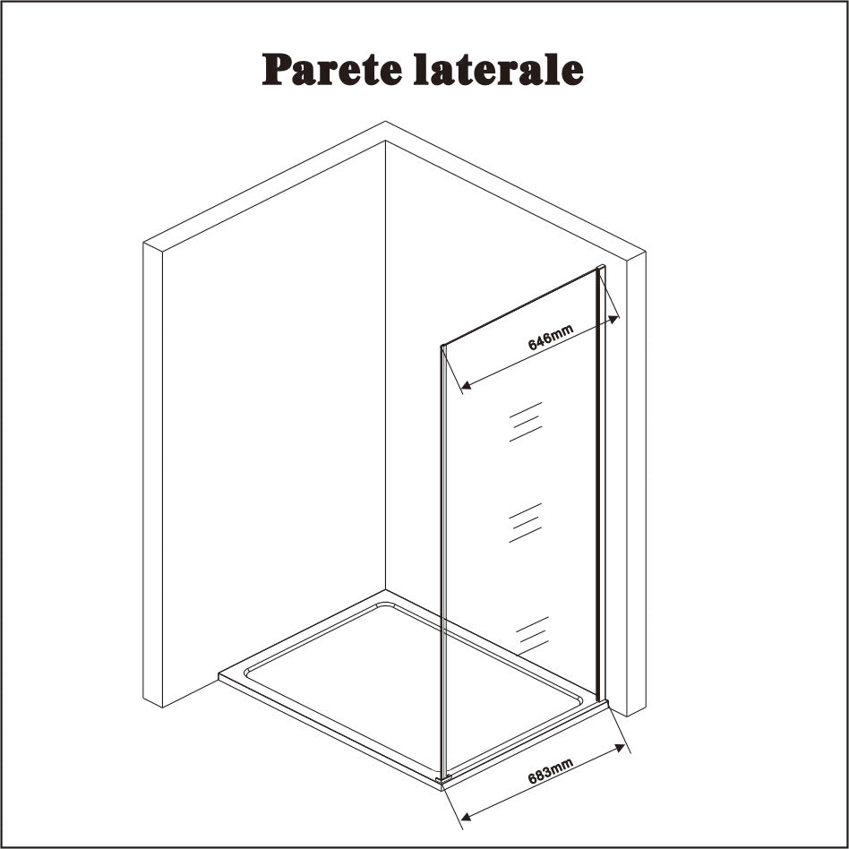 Aica 187cm Box Doccia Angolare Porta Battente Vetro 6 mm Temperato Anticalcare Telaio e Barra Stabilizzatrice Cromato Lucido varie dimensioni