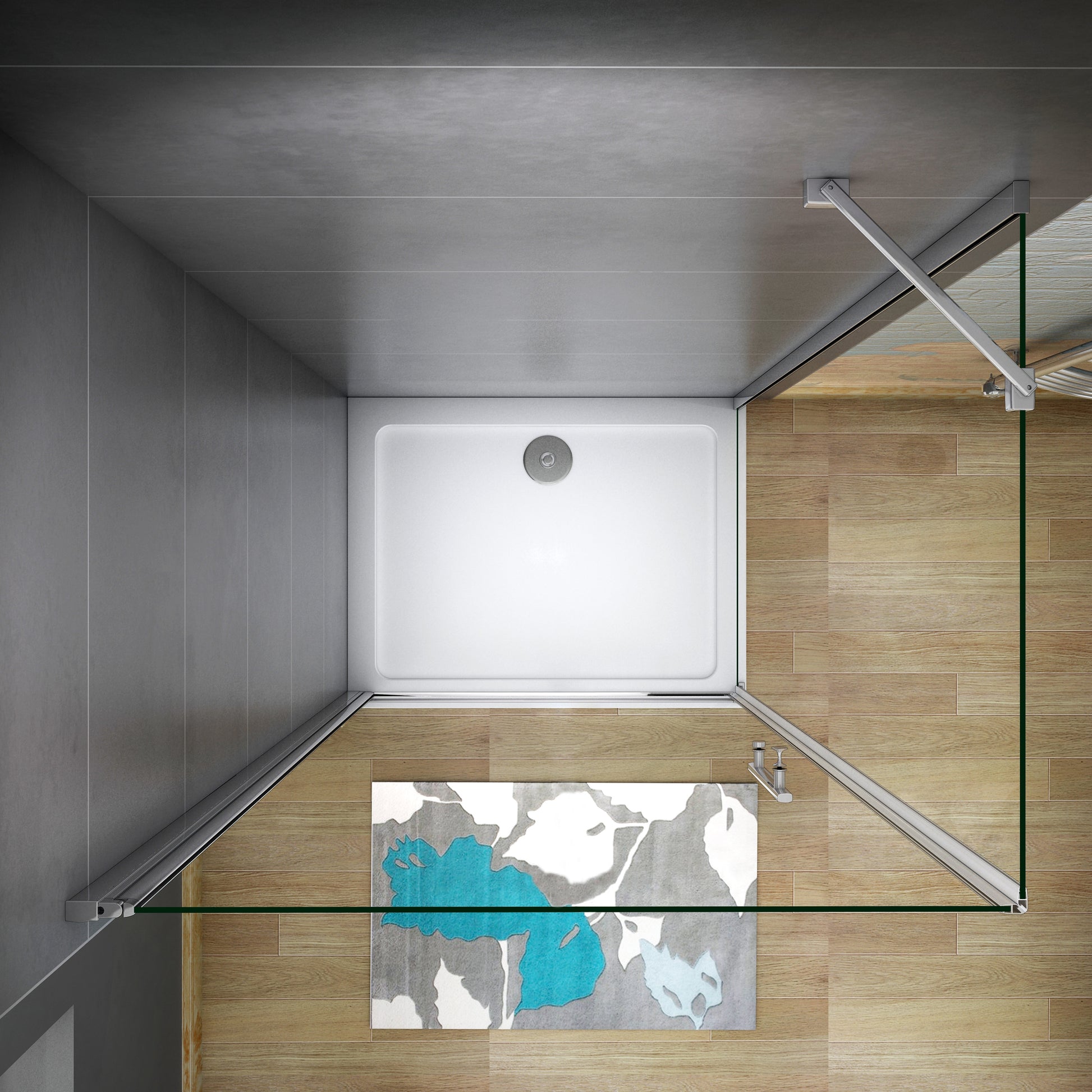 Aica 185 cm Box Doccia Angolare Porta Battente Pi Parete Laterale Fissa Vetro 6 mm Temperato Anticalcare Telaio e Barra Stabilizzatrice