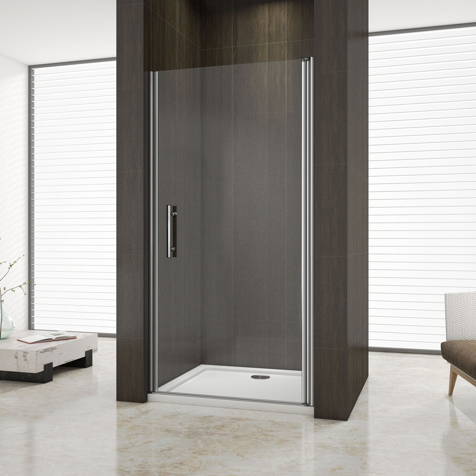Aica 195 cm Porta Doccia Per Nicchia Apertura Battente Vetro 6 mm Temperato Trasparente Anticalcare