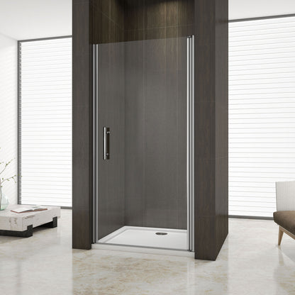 Aica 195 cm Porta Doccia Per Nicchia Apertura Battente Vetro 6 mm Temperato Trasparente Anticalcare