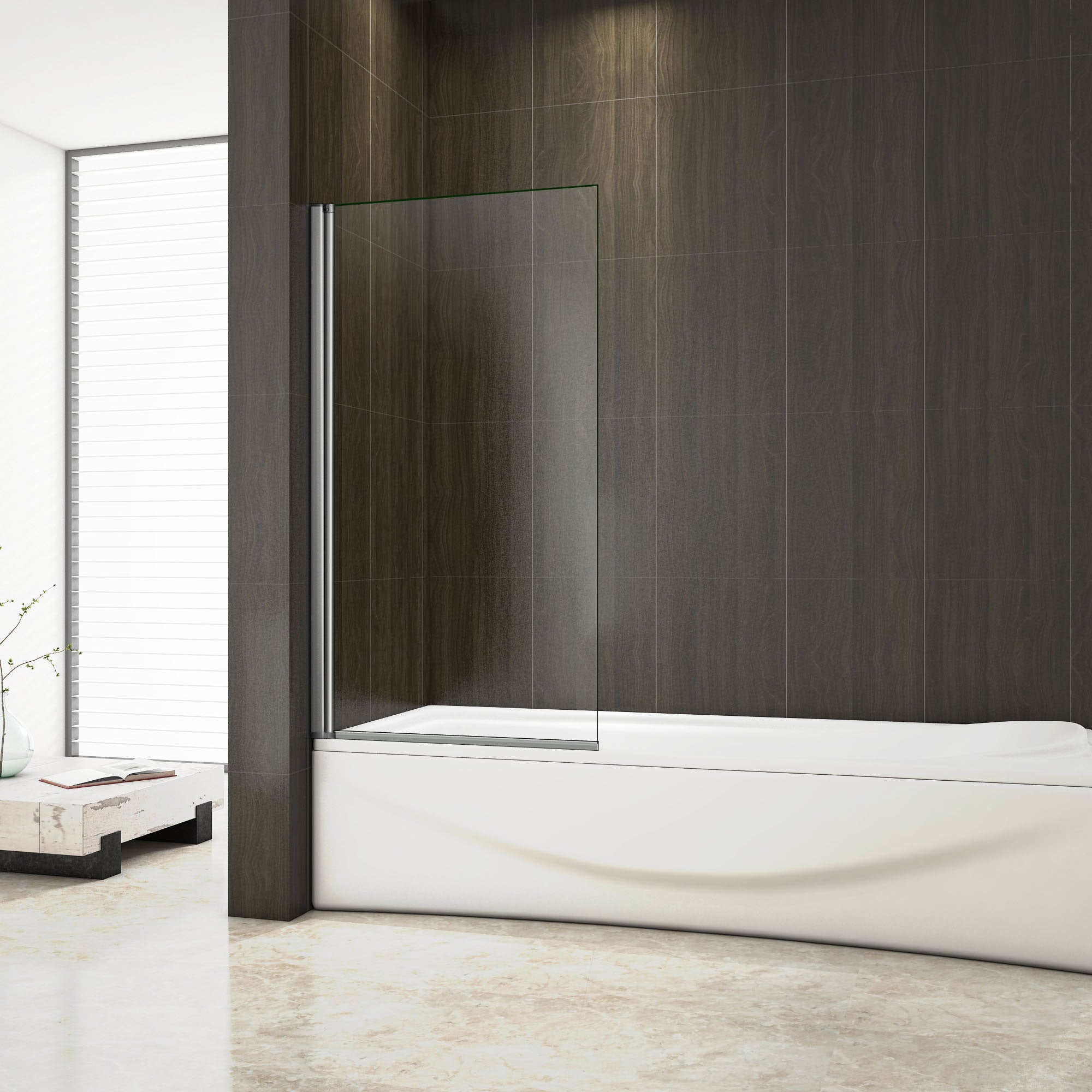 Aica 80x140 cm Sopravasca Parete Per Vasca Pannello Singolo Vetro Temperato 6 mm Trasparente Telaio Cromato Lucido - Consegna gratuita