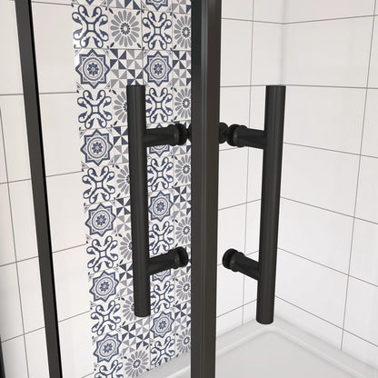 Aica 190 cm Box Doccia Angolare Due Porte Scorrevoli Vetro Temperato 6 mm Trasparente Anticalcare Telaio Nero Opcao