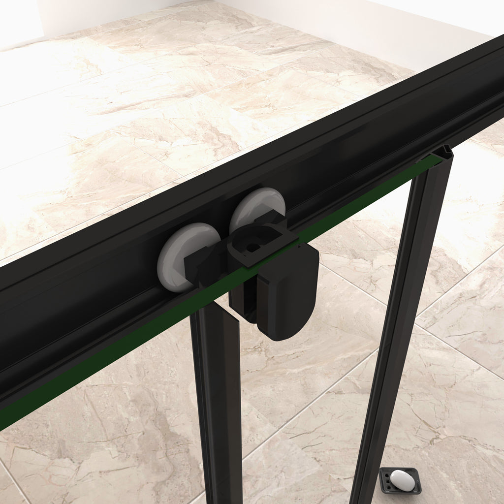 Aica 190 cm Box Doccia Angolare Due Porte Scorrevoli Vetro Temperato 6 mm Trasparente Anticalcare Telaio Nero Opcao