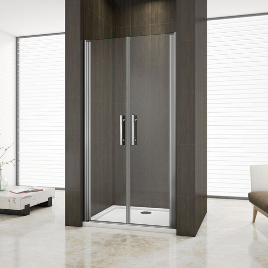 Aica 185cm Box Doccia Per Nicchia Doppia Porta Battente Saloon In Vetro 6 mm Temperato Trasparente Anticalcare