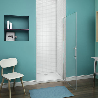 Aica 187cm Box Doccia Per Nicchia Porta Battente Vetro 6 mm Temperato Trasparente Anticalcare Telaio Cromo Lucido