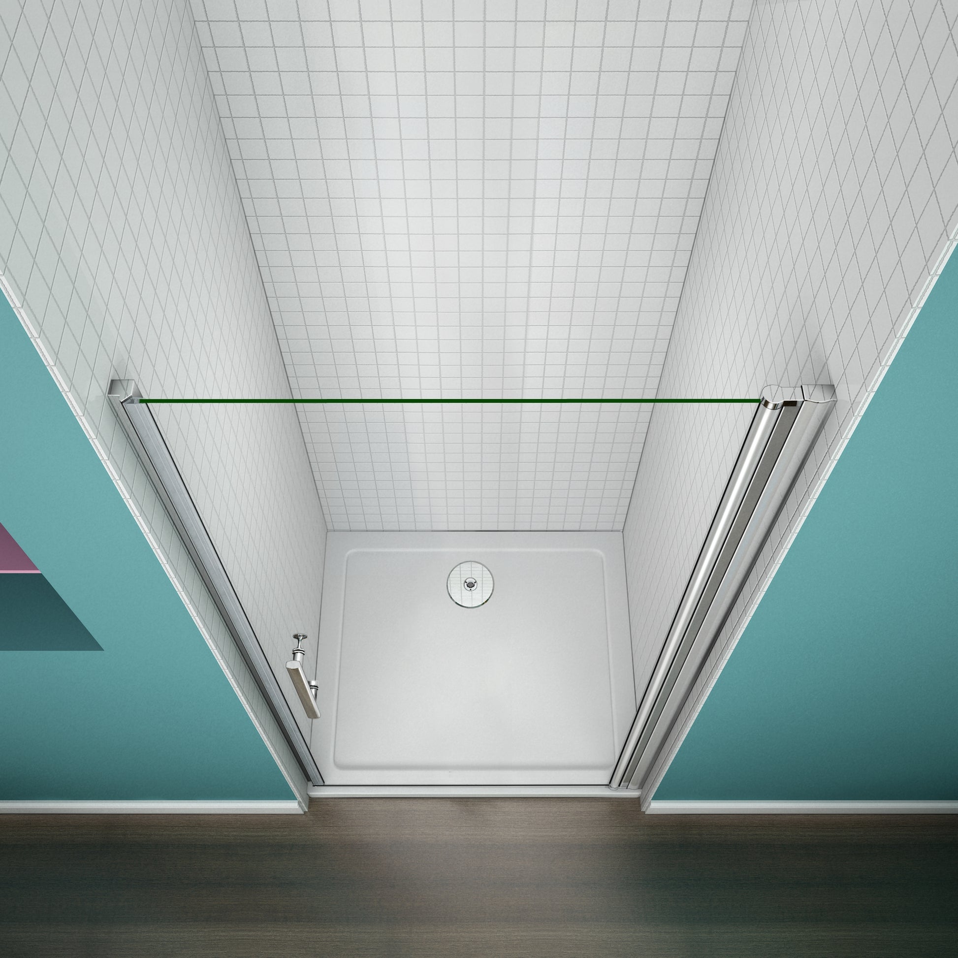 Aica 187cm Box Doccia Per Nicchia Porta Battente Vetro 6 mm Temperato Trasparente Anticalcare Telaio Cromo Lucido
