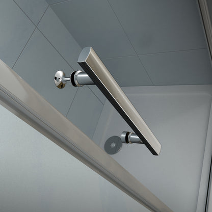 Aica Box Doccia Angolare Porta Battente Vetro 6 mm Temperato Anticalcare con Barra Stabilizzatrice da 45 cm Alto 187cm