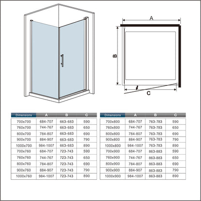 Aica Box Doccia Angolare Porta Battente Trasparente Vetro 6 mm Temperato Anticalcare Parete Fissa Barra Stabilizzatrice da 90/140 cm Alto 197cm