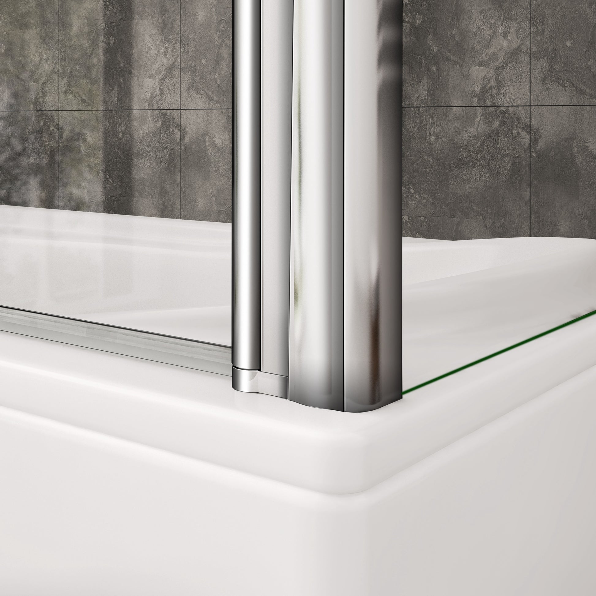 Aica Sopravasca / Parete Vasca Angolare Alta 140cm Vetro 6mm Temperato Trasparente Anticalcare Telaio In Alluminio Cromato Lucido