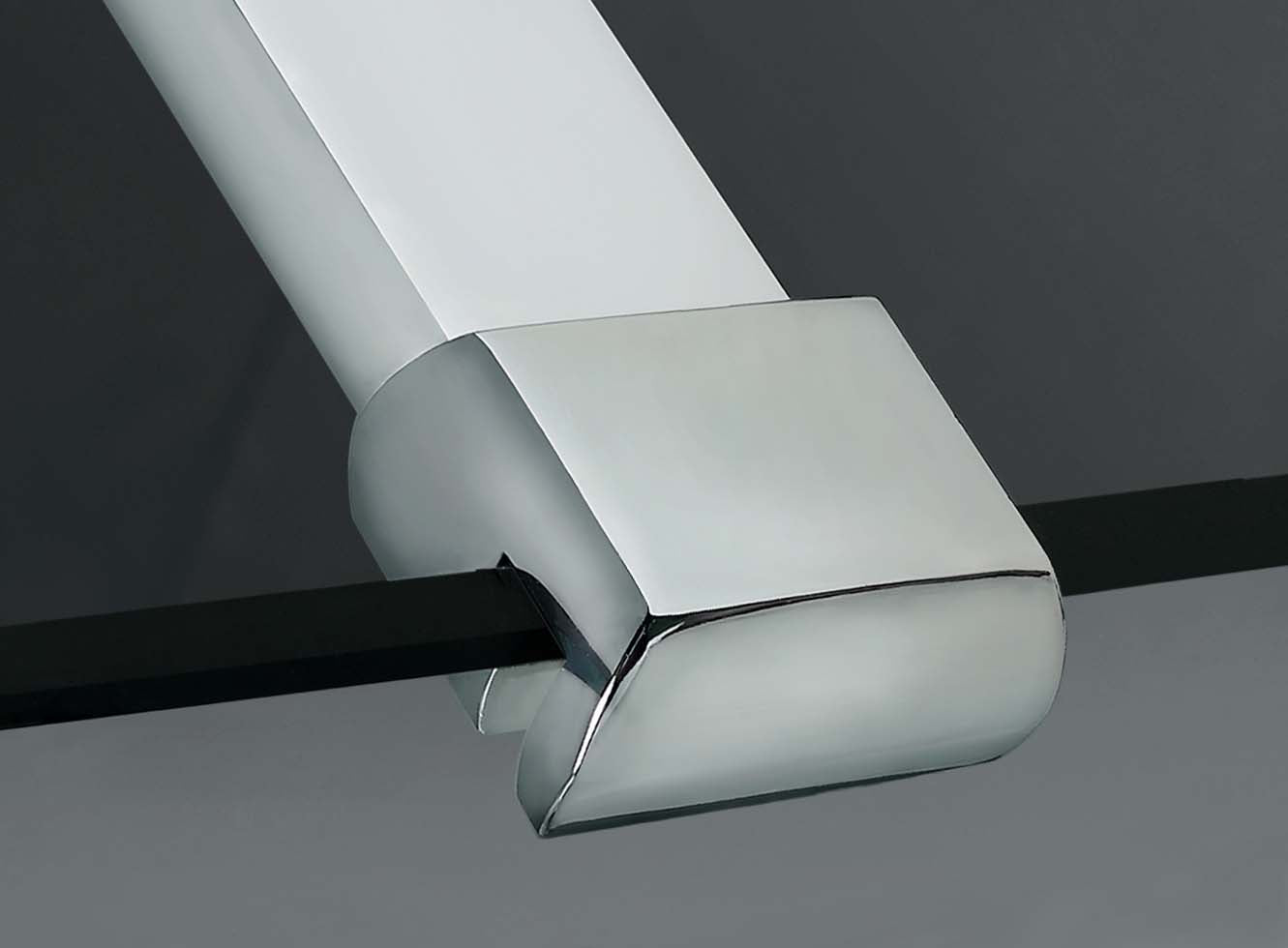Aica Box Doccia Angolare Porta Battente Trasparente Vetro 6 mm Temperato Anticalcare Parete Fissa Barra Stabilizzatrice da 90/140 cm Alto 197cm