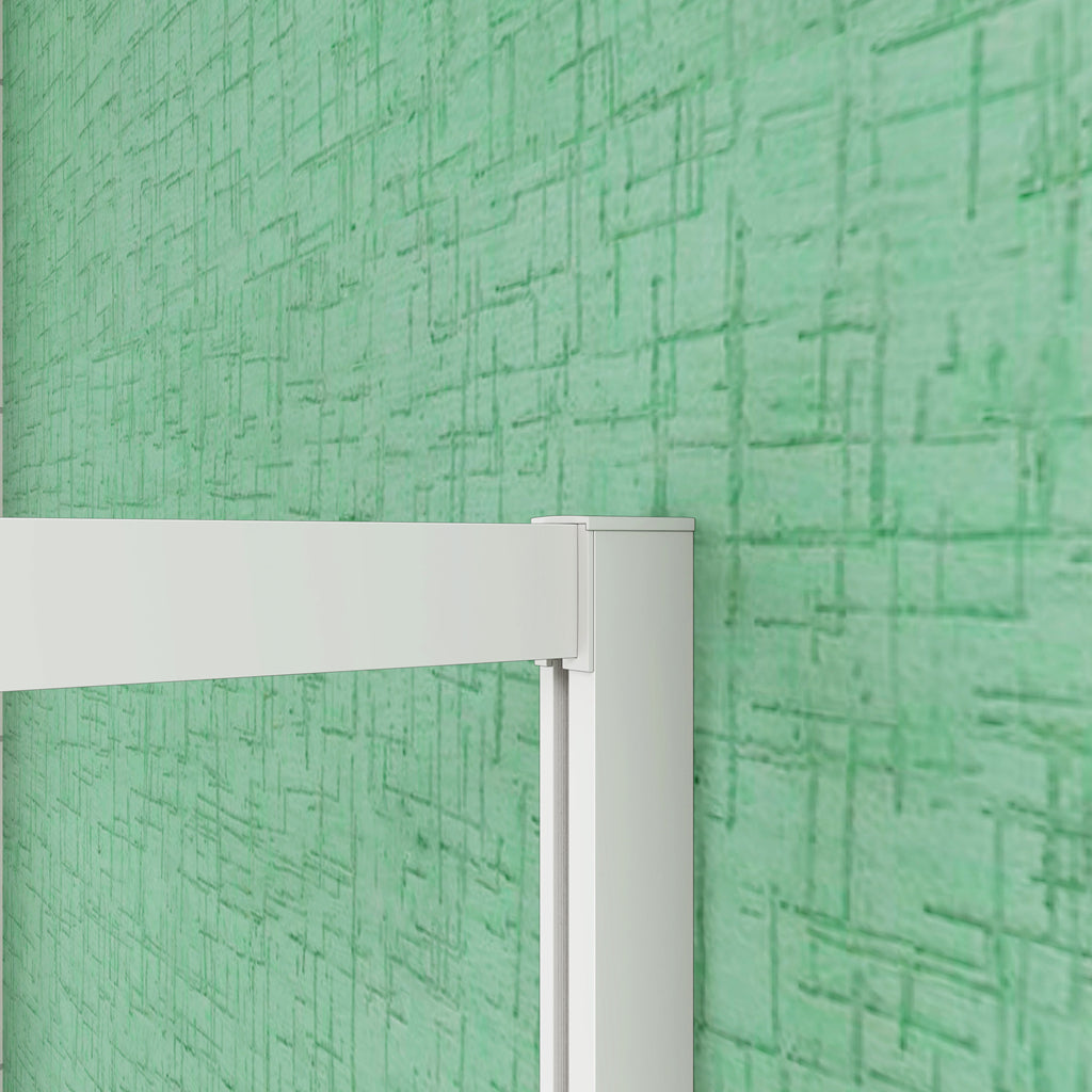 Aica 190 cm Box Doccia Angolare Porte Scorrevoli Vetro Temperato 5 mm Fascie Centrale in Serigrafato Bianco Telaio in Verniciato Bianco Opcao