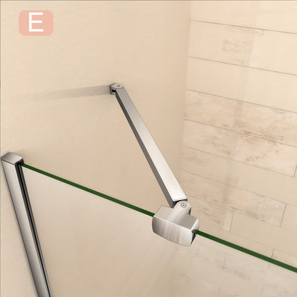 Aica Barra Stabilizzatrice Rinforzante Per Box Doccia Alluminio Cromato E - Lunghezza 90cm, Adatta per il vetro in spessore 6-10mm