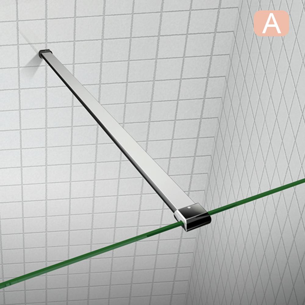 Aica Box Doccia Parete Doccia Walk In Alta 195cm Vetro Temperato Trasparente Anticalcare 6mm Easyclean Con Barra Stabilizzatrice 95x195 Lunghezza 140cm, Adatta per il vetro in spessore 6-8mm