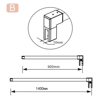 Aica Box Doccia Parete Doccia Walk In Alta 195cm Vetro Temperato Trasparente Anticalcare 6mm Easyclean Con Barra Stabilizzatrice