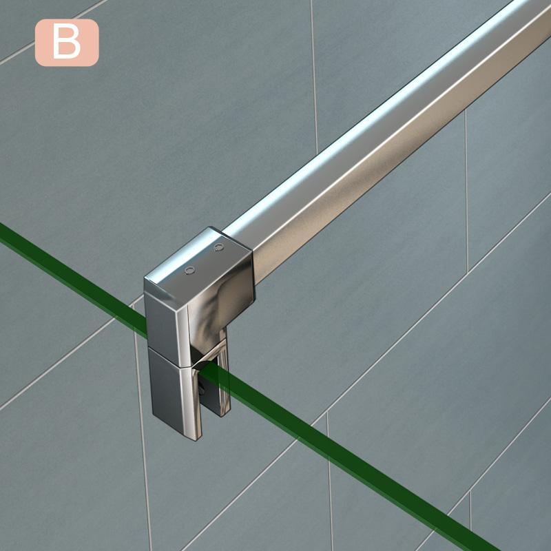 Aica Parete Per Doccia Walk In Alta 185 cm Con Barra Stabilizzatrice Vetro 6mm Temperato Trasparente Anticalcare