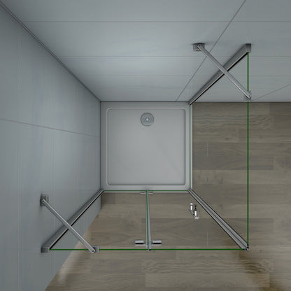 Aica 195cm Box Doccia Angolare Porta Battente Più Parete Fissa Vetro 6 mm Temperato Anticalcare Trasparente Telaio Cromo Lucido