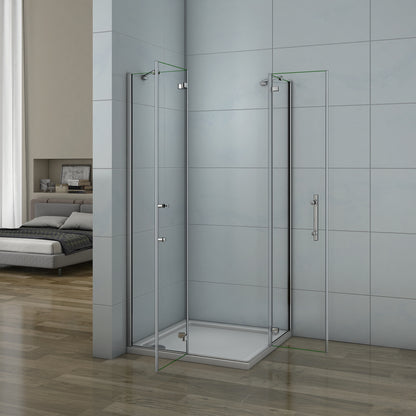 Aica 195 cm Box Doccia Doppie Porte Apertura Battente In Vetro 6 mm Temperato Anticalcare Trasparente con Barre Stabilizzatrici