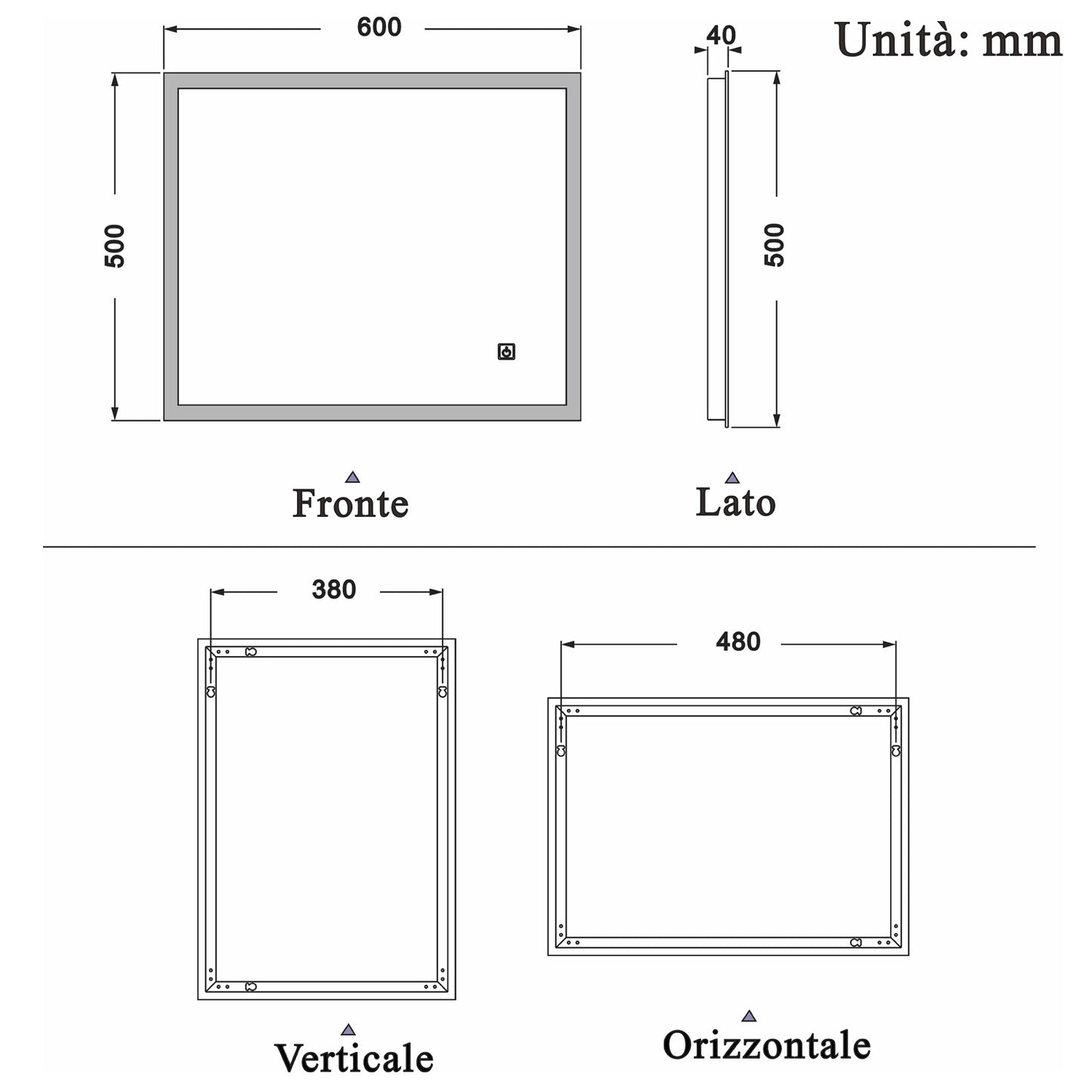 Specchio Per Trucco Da Parete A Parete Con Specchio A Led Per Il Bagno A Parete A Led Nuovo Pulsante,Bianco Freddo,Anti-Appannamento