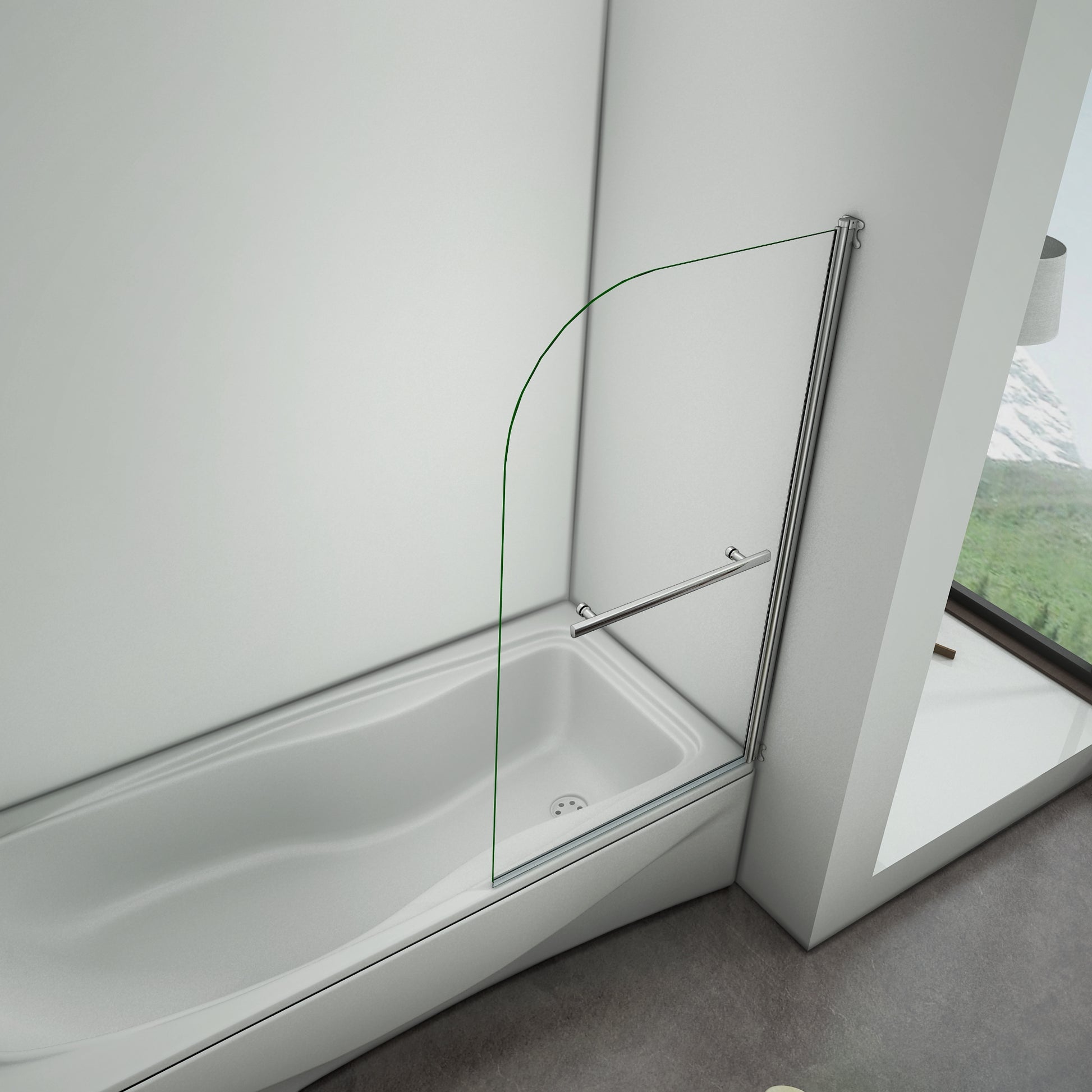 Aica Sopravasca Parete Per Vasca Girevole 180 Gradi in Vetro Temperato 5mm Trasparente Telaio Cromo Lucido 70x130 cm