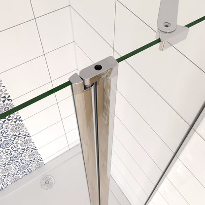 Aica 195 cm Box Doccia Angolare Doppia Porta Battente in Vetro 6 mm Temperato Anticalcare Trasparente Barra Stabilizzatrice e Telaio Cromo Lucido