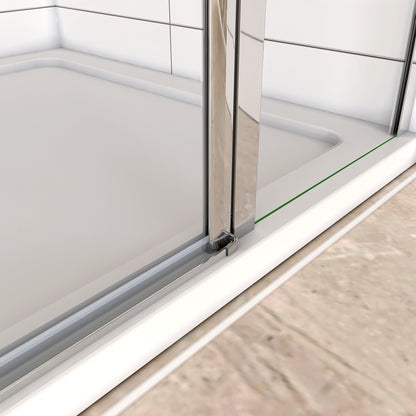 Aica 195 cm Box Doccia Angolare Doppia Porta Battente in Vetro 6 mm Temperato Anticalcare Trasparente Barra Stabilizzatrice e Telaio Cromo Lucido