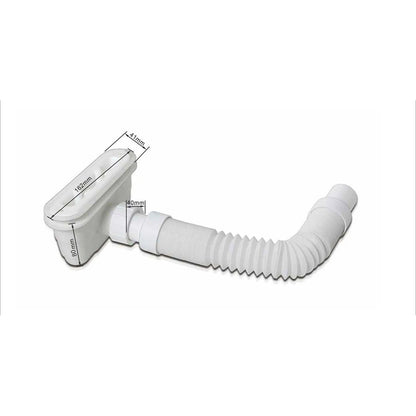 Sifone Pilettone di Scarico 162x41x80 mm con Uscita Orizzontale e Tubo Regolabile da 300 a 980 mm per Piatto Doccia Aica