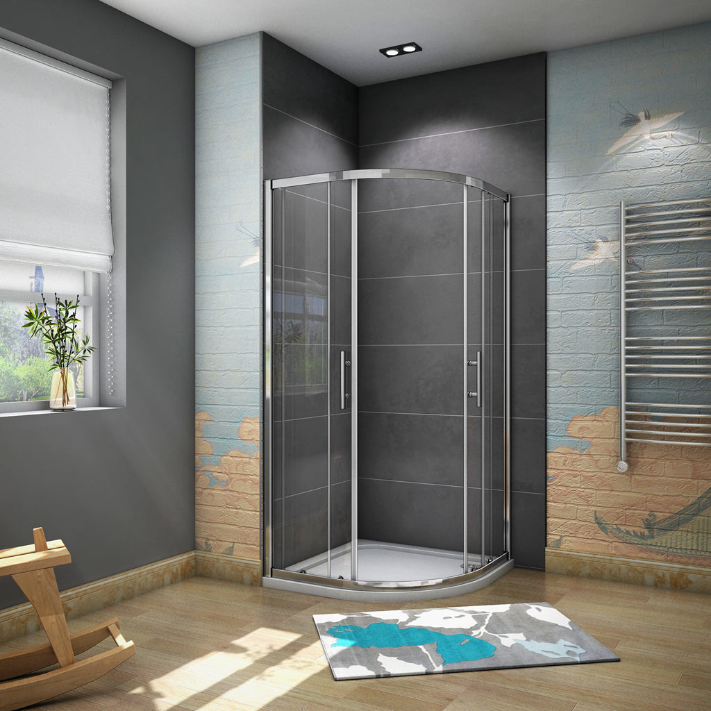 AICA 195 cm Box Doccia Semicircolare Porte Scorrevoli Vetro Temperato 6 mm Trasparente Anticalcare Telaio Cromato Lucido