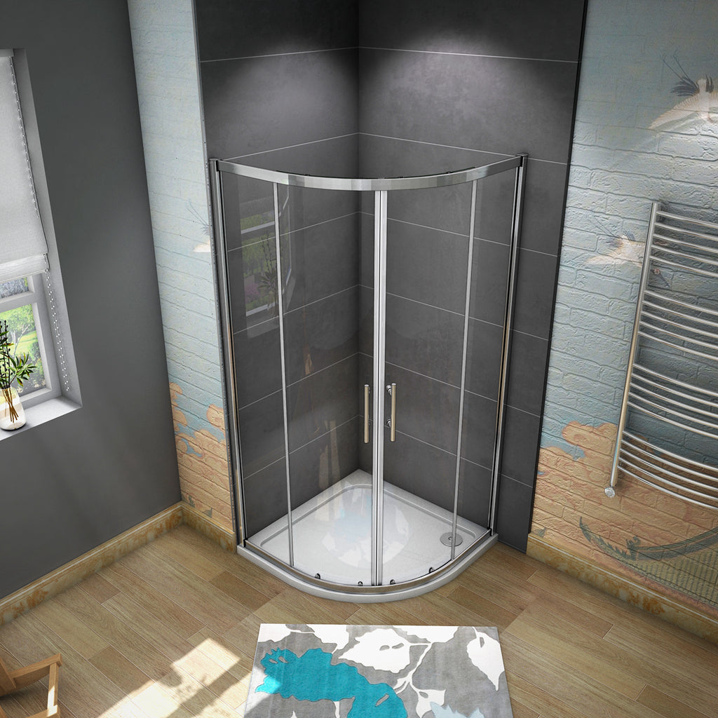 AICA 195 cm Box Doccia Semicircolare Porte Scorrevoli Vetro Temperato 6 mm Trasparente Anticalcare Telaio Cromato Lucido