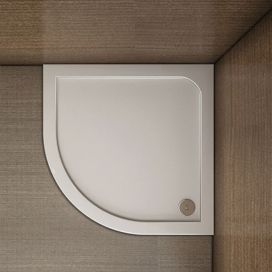 Aica Piatto Doccia Semicircolare Dimensioni Multiple In Marmo Minerale e Resina Mista Ultraslim Bianco Lucido Con Plinto Antiscivolo Antibatterico