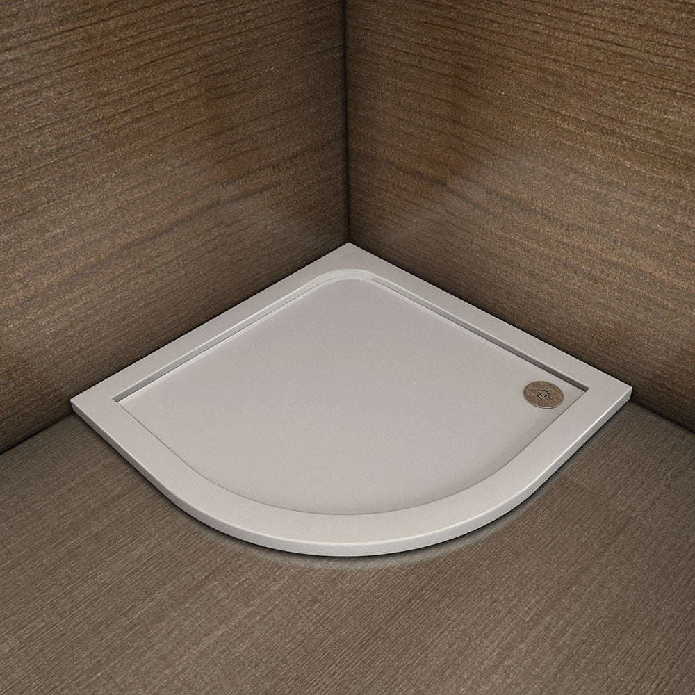 Aica Piatto Doccia Semicircolare Bianco Lucido Antiscivolo Antibatterico Ultraslim 3cm In Marmo e Resina Mista