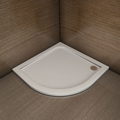 Aica Piatto Doccia Semicircolare Dimensioni Multiple In Marmo Minerale e Resina Mista Ultraslim Bianco Lucido Con Plinto Antiscivolo Antibatterico
