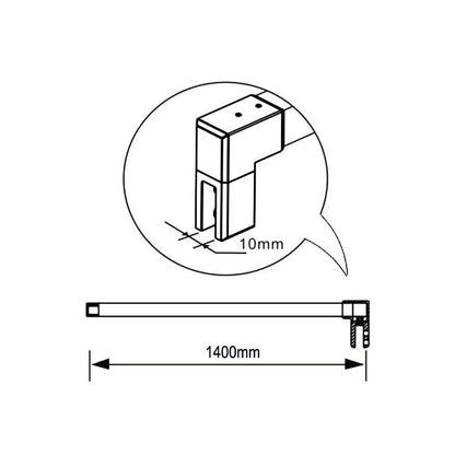 Aica Parete Per Doccia Walk In Alta 200cm Vetro Temperato Anti-frantumi Anticalcare 8mm Striscia Satinata-Opaca Barra Stabilizzatrice Da 140 cm