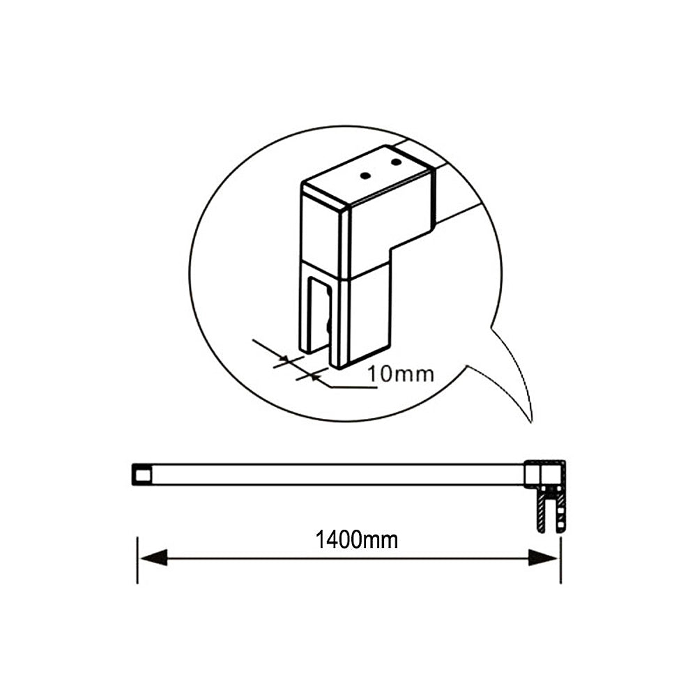 Aica Box Doccia Angolare Porta Battente con Parete Laterale e Barra Stabilizzatrice 140cm in Vetro Temperato 6mm Trasparente Anticalcare Cromo Lucido