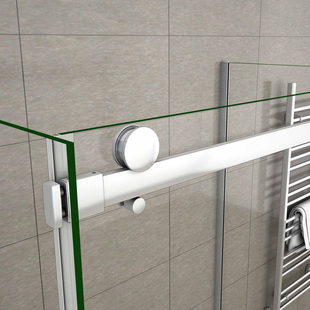 Aica 195 cm Box Doccia a Tre Lati Porta Scorrevole con Doppia Parete Laterale Vetro 8 mm Temperato Trasparente Anticalcare Telaio Cromato Lucido